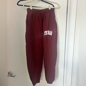 The Bar maroon jogger sweatpants